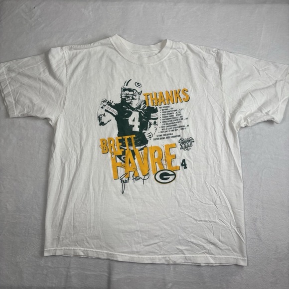 Reebok Brett Favre Green Bay Packers Superbowl XXXI White SS Shirt Men's XL - Picture 1 of 6